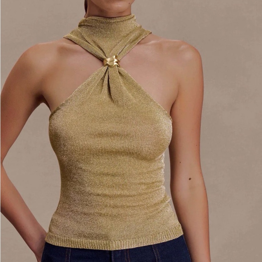Meshki Gold Glitter Tank Top - Picture 3 of 7